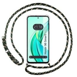 Funda Colgante Transparente para Huawei Honor 90 Smart 5G con Cordon Verde / Dorado
