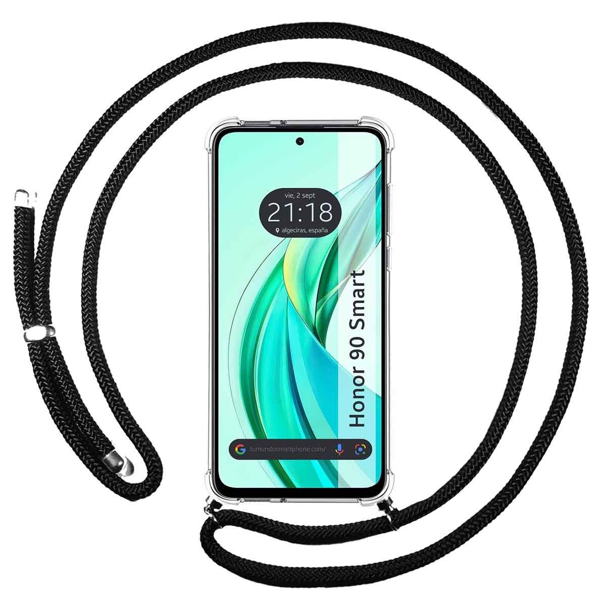 Funda Colgante Transparente para Huawei Honor 90 Smart 5G con Cordon Negro