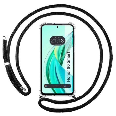 Funda Colgante Transparente para Huawei Honor 90 Smart 5G con Cordon Negro