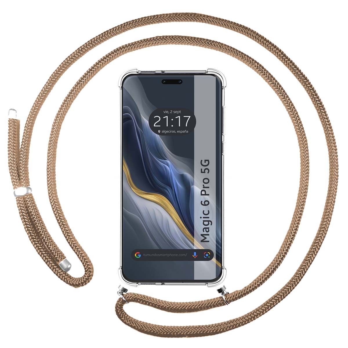 Funda Colgante Transparente para Huawei Honor Magic 6 Pro 5G con Cordon Camel