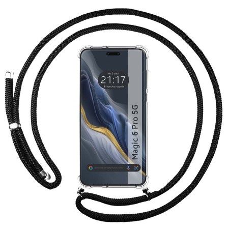Funda Colgante Transparente para Huawei Honor Magic 6 Pro 5G con Cordon Negro