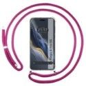 Funda Colgante Transparente para Huawei Honor Magic 6 Pro 5G con Cordon Rosa Fucsia