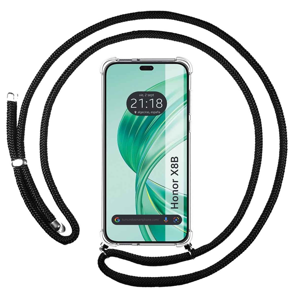 Funda Colgante Transparente para Huawei Honor X8b con Cordon Negro