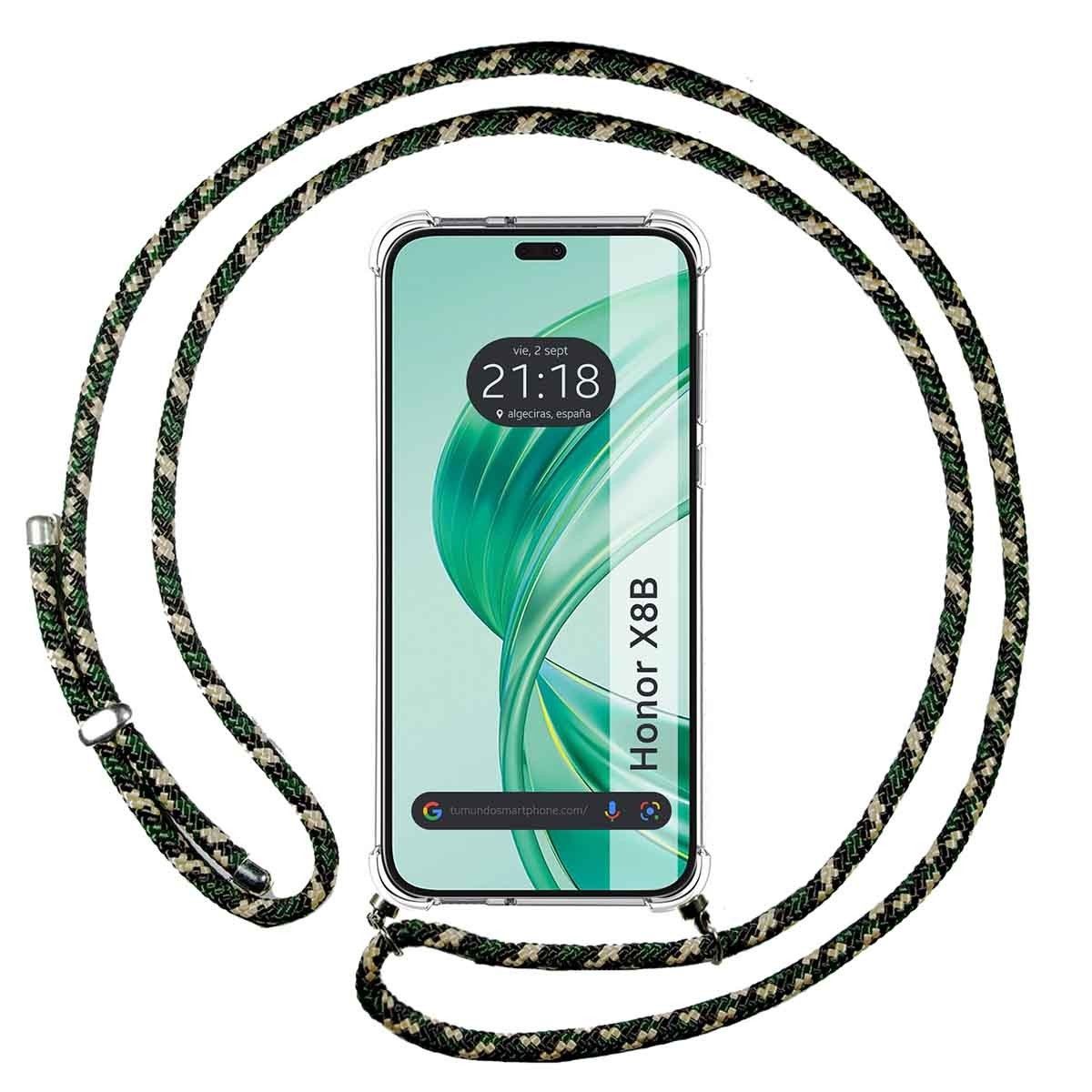 Funda Colgante Transparente para Huawei Honor X8b con Cordon Verde / Dorado