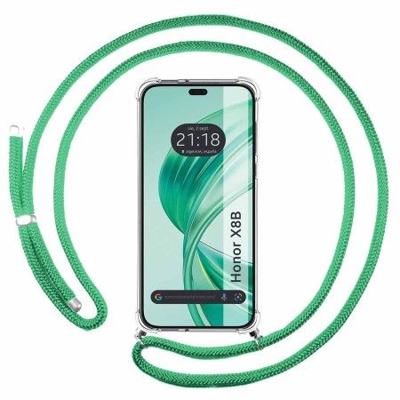 Funda Colgante Transparente para Huawei Honor X8b con Cordon Verde Agua