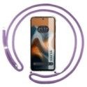 Funda Colgante Transparente para Motorola Moto G34 5G con Cordon Morado