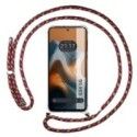 Funda Colgante Transparente para Motorola Moto G34 5G con Cordon Rosa / Dorado