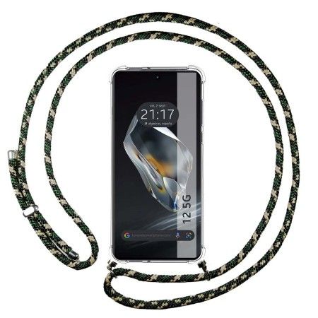 Funda Colgante Transparente para Oneplus 12 5G con Cordon Verde / Dorado