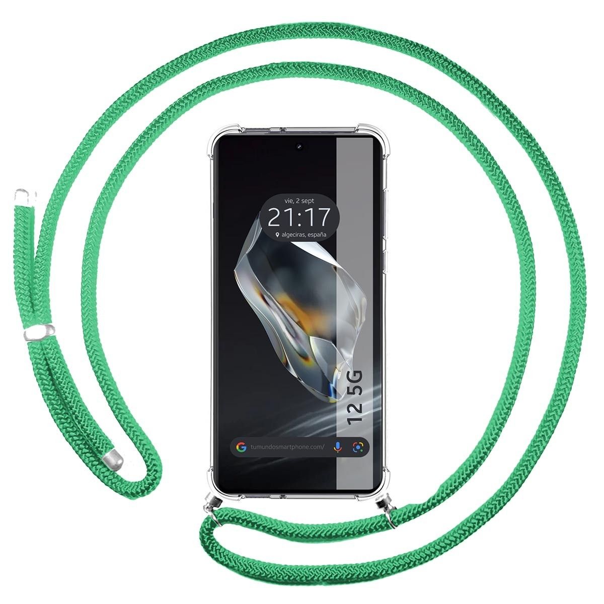 Funda Colgante Transparente para Oneplus 12 5G con Cordon Verde Agua