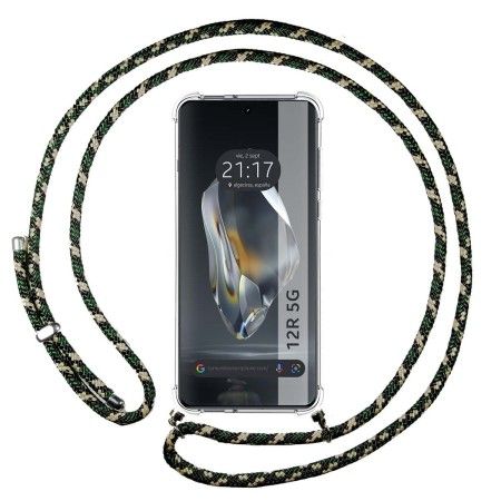 Funda Colgante Transparente para Oneplus 12R 5G con Cordon Verde / Dorado