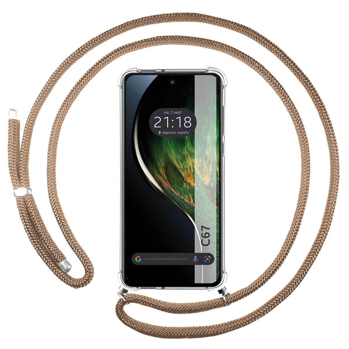 Funda Colgante Transparente para Realme C67 4G con Cordon Camel