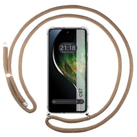 Funda Colgante Transparente para Realme C67 4G con Cordon Camel