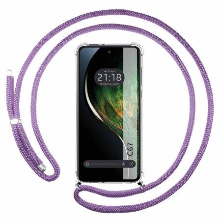 Funda Colgante Transparente para Realme C67 4G con Cordon Morado