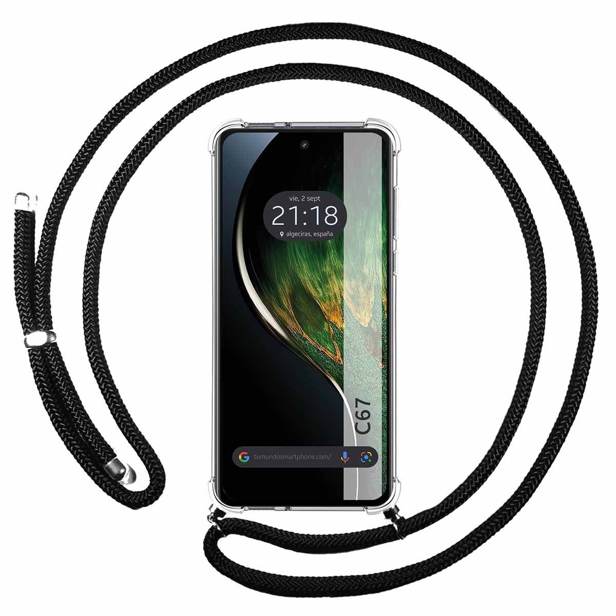Funda Colgante Transparente para Realme C67 4G con Cordon Negro