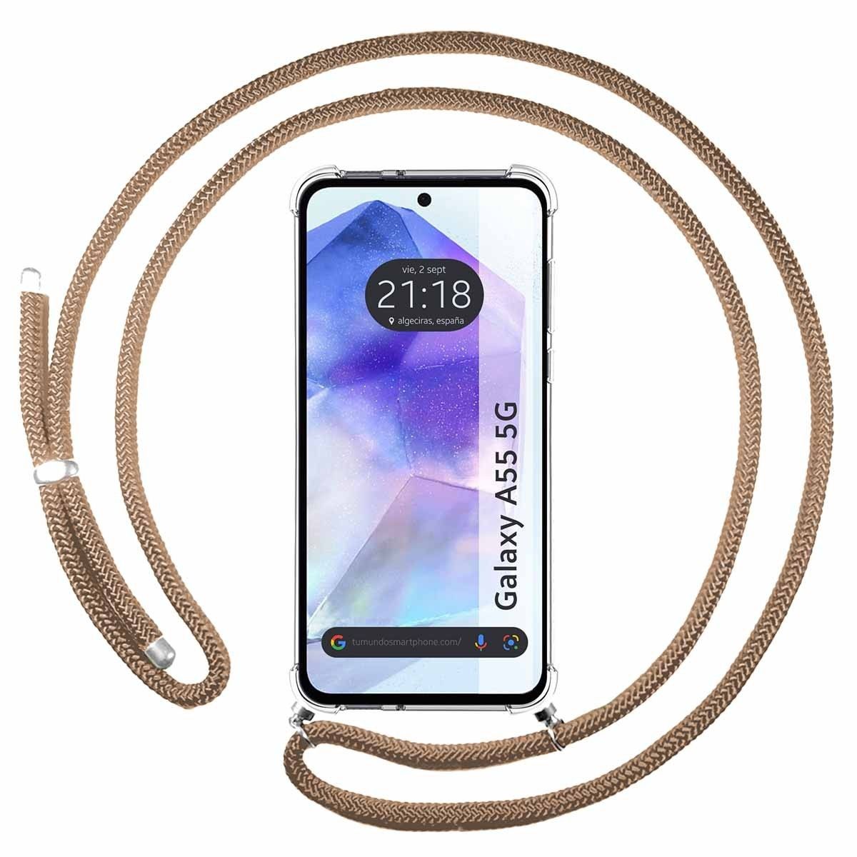 Funda Colgante Transparente para Samsung Galaxy A55 5G con Cordon Camel