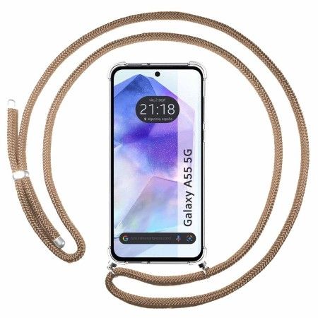 Funda Colgante Transparente para Samsung Galaxy A55 5G con Cordon Camel