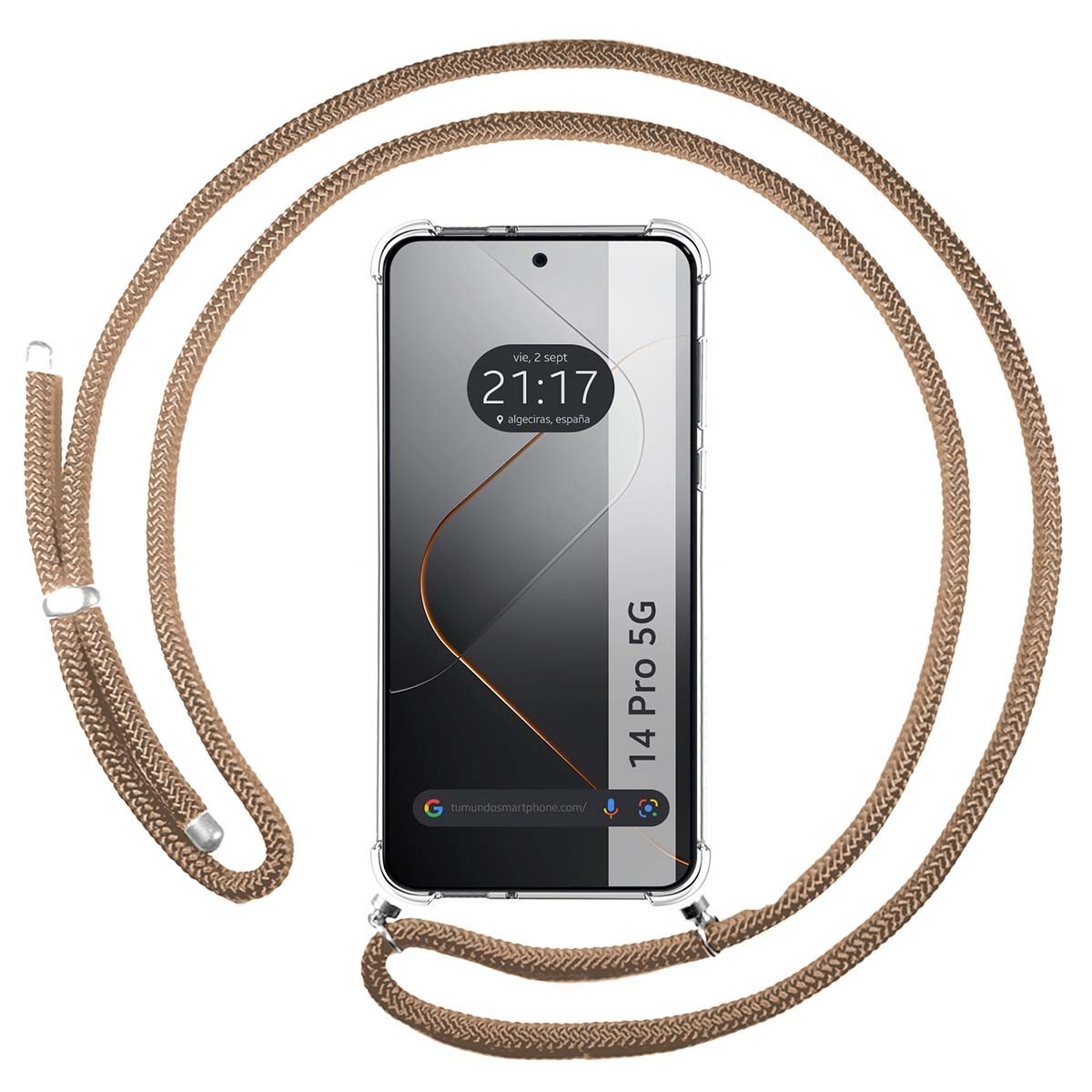Funda Colgante Transparente para Xiaomi 14 Pro 5G con Cordon Camel