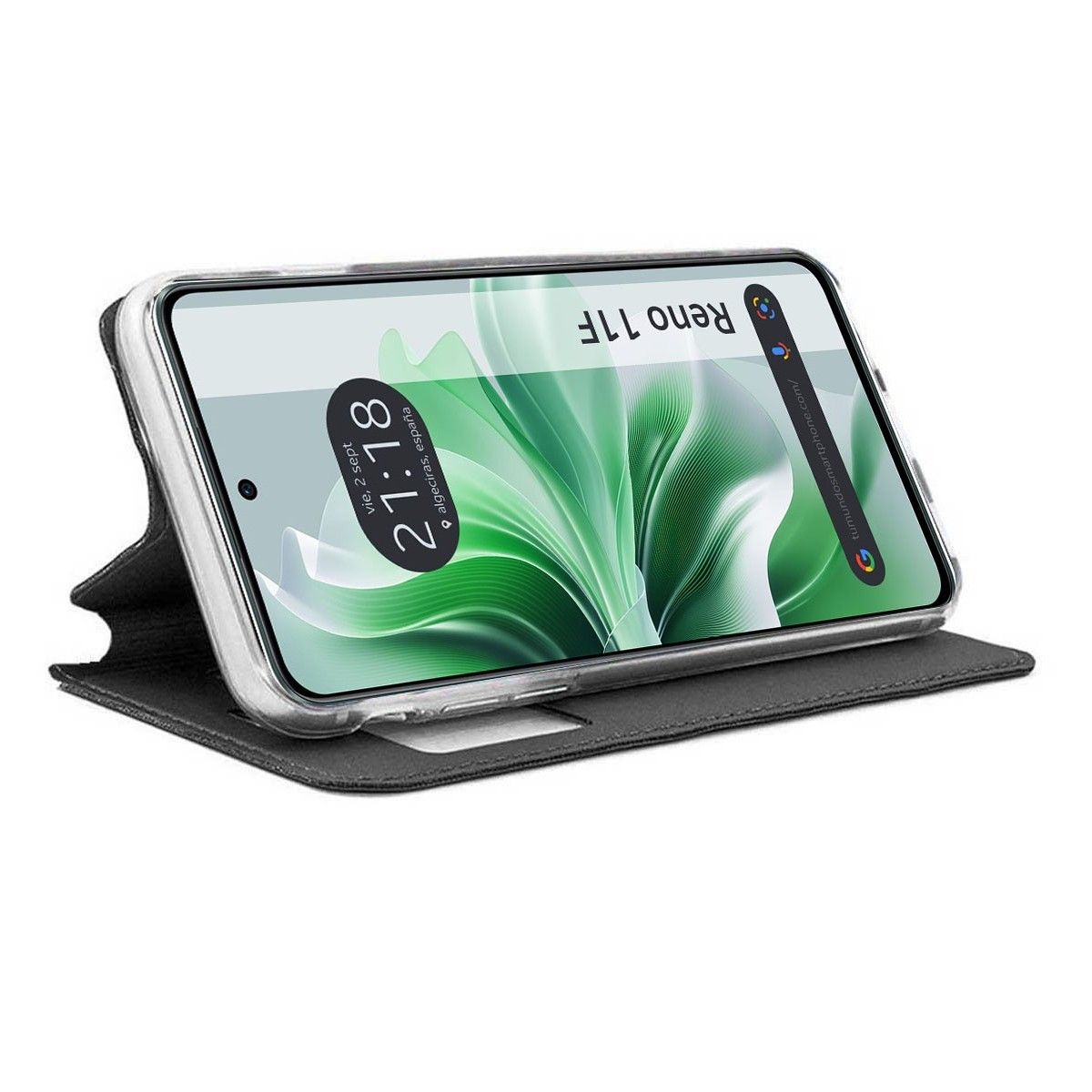 Funda Libro Soporte con Ventana para Oppo Reno 11F 5G Color Negra