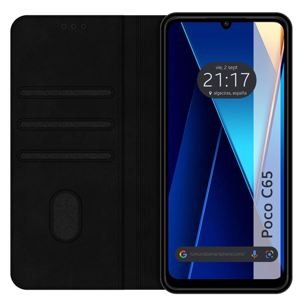 Funda Libro de Polipiel con tarjetero para Xiaomi Poco C65 color Negra