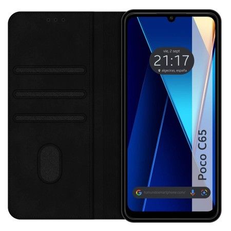 Funda Libro de Polipiel con tarjetero para Xiaomi Poco C65 color Negra