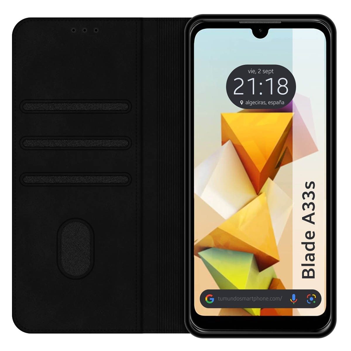 Funda Libro de Polipiel con tarjetero para Zte Blade A33s color Negra