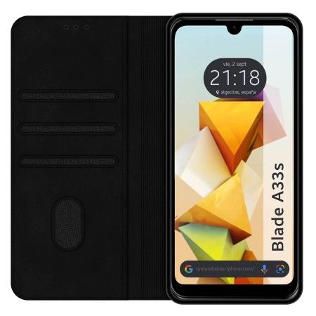 Funda Libro de Polipiel con tarjetero para Zte Blade A33s color Negra