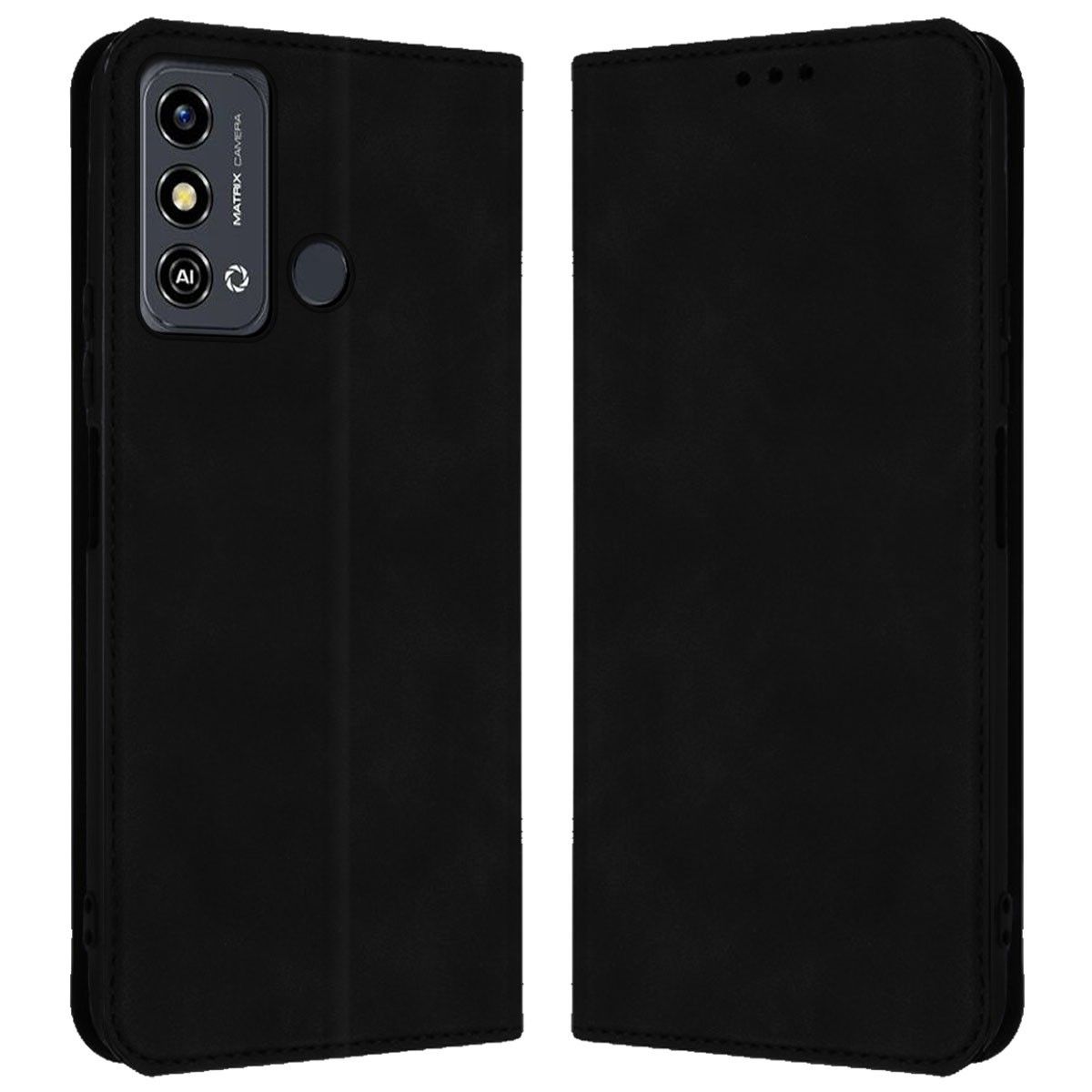 Funda Libro de Polipiel con tarjetero para Zte Blade A53 Plus color Negra