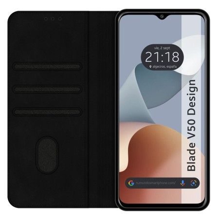 Funda Libro de Polipiel con tarjetero para Zte Blade V50 Design 4G color Negra