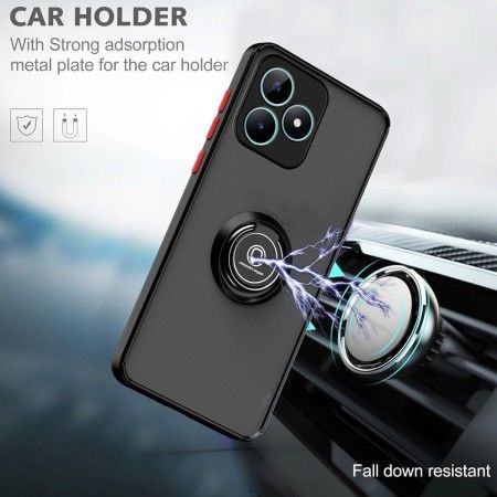Funda Mate con Borde Negro y Anillo Giratorio 360 para Realme Note 50