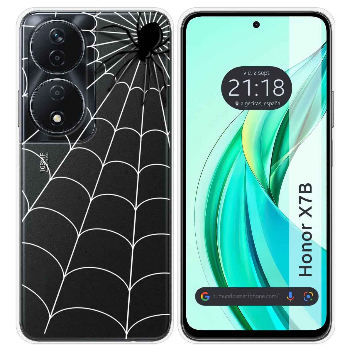 Funda Silicona Transparente para Huawei Honor X7b diseño Araña Dibujos