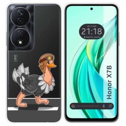 Funda Silicona Transparente para Huawei Honor X7b diseño Avestruz Dibujos