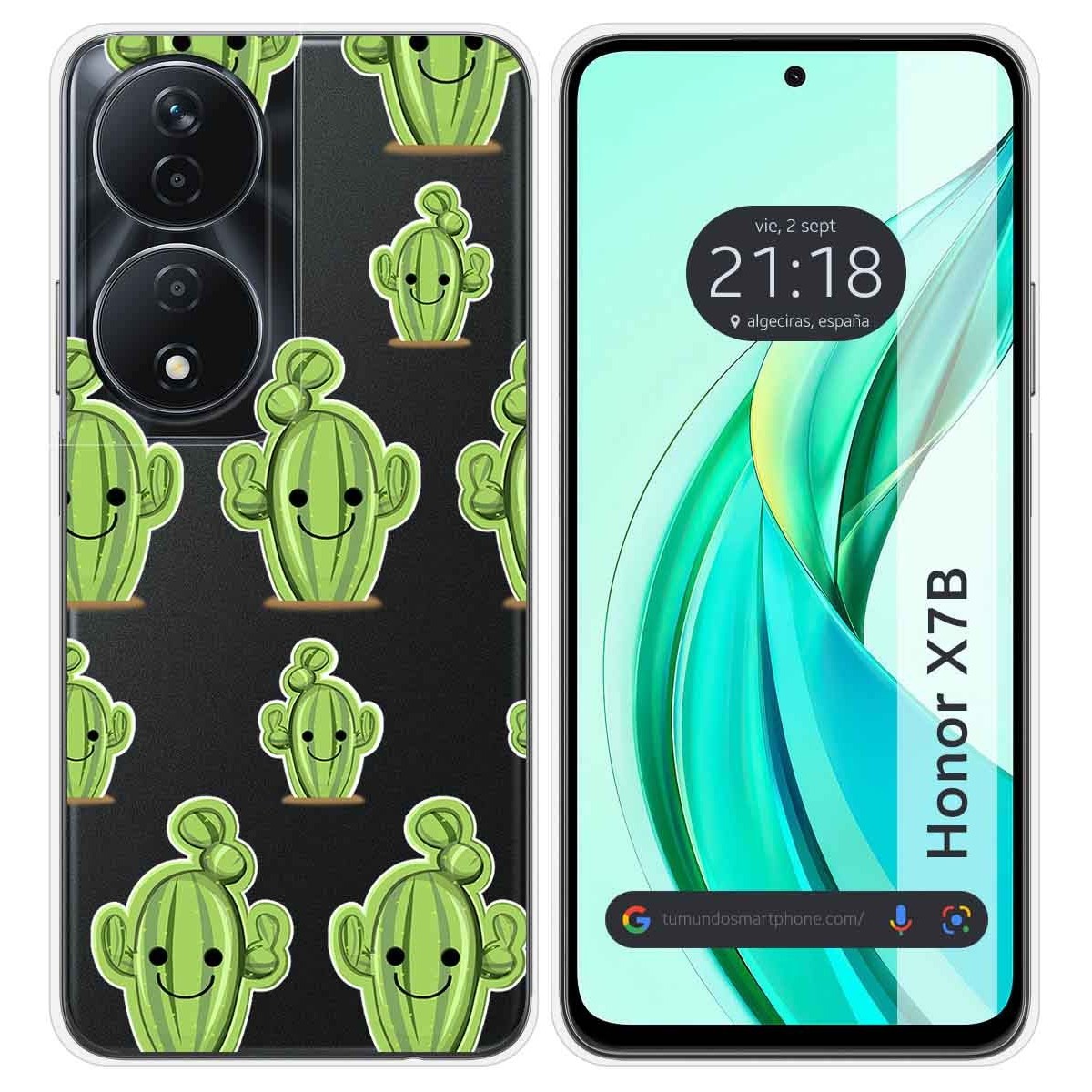 Funda Silicona Transparente para Huawei Honor X7b diseño Cactus Dibujos
