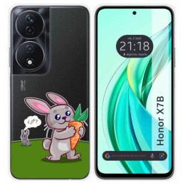 Funda Silicona Transparente para Huawei Honor X7b diseño Conejo Dibujos