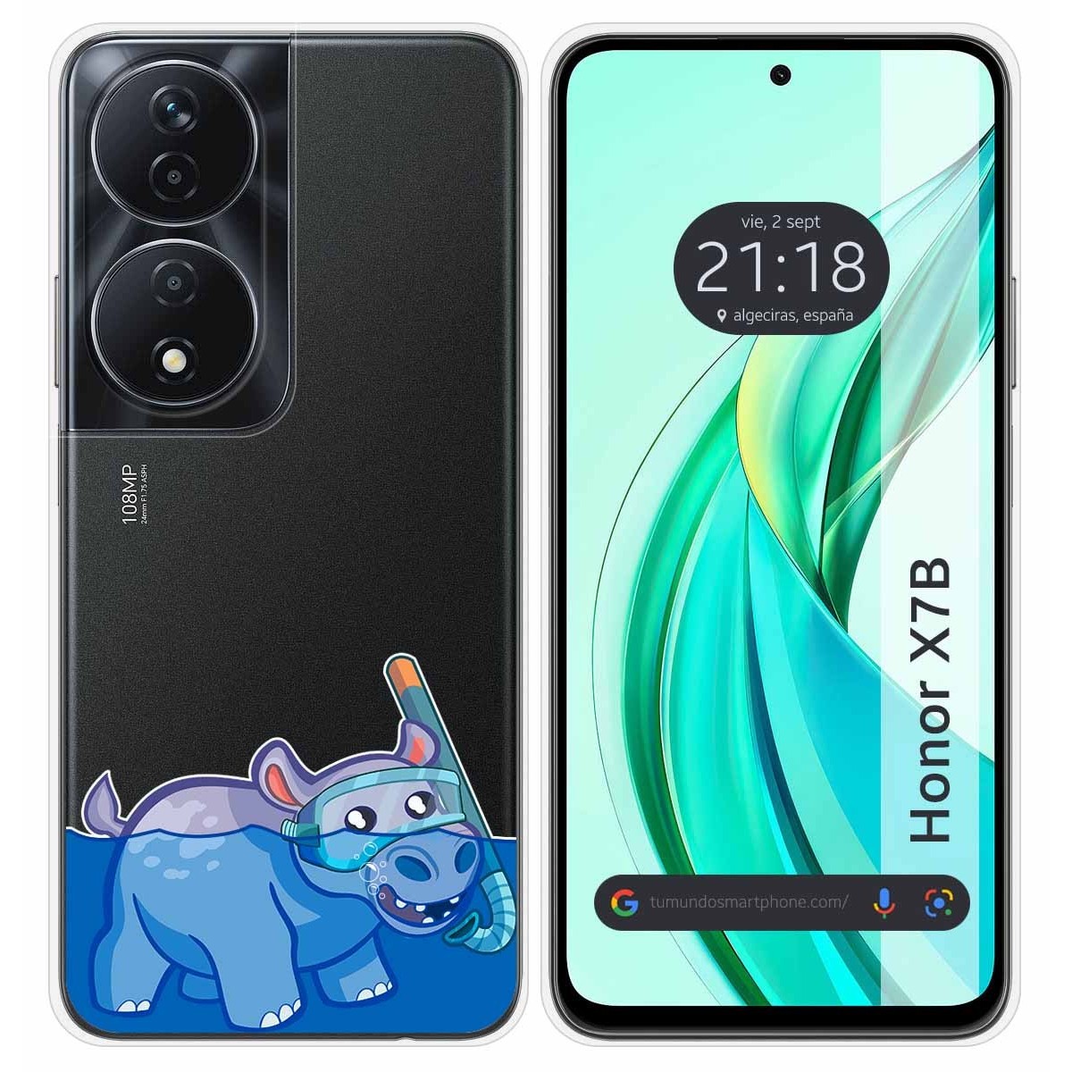 Funda Silicona Transparente para Huawei Honor X7b diseño Hipo Dibujos