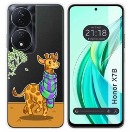 Funda Silicona Transparente para Huawei Honor X7b diseño Jirafa Dibujos