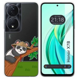 Funda Silicona Transparente para Huawei Honor X7b diseño Panda Dibujos