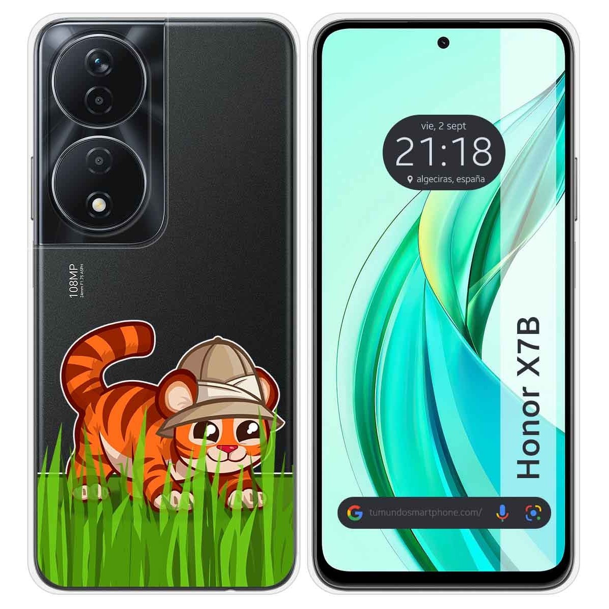 Funda Silicona Transparente para Huawei Honor X7b diseño Tigre Dibujos