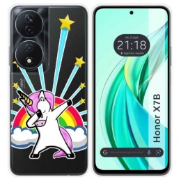 Funda Silicona Transparente para Huawei Honor X7b diseño Unicornio Dibujos