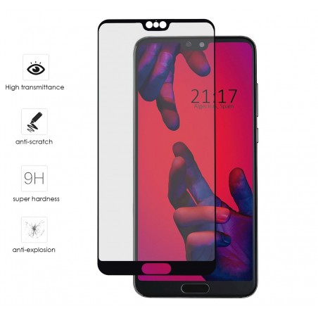 Protector Cristal Templado Completo Full Glue Negro para Huawei P20 Pro Vidrio