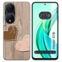 Funda Silicona para Huawei Honor X7b diseño Corazones Madera Dibujos
