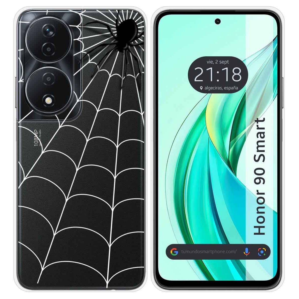 Funda Silicona Transparente para Huawei Honor 90 Smart 5G diseño Araña Dibujos