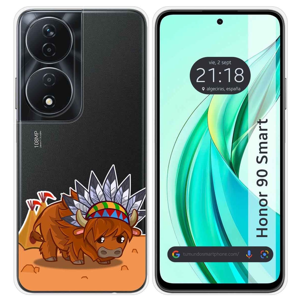 Funda Silicona Transparente para Huawei Honor 90 Smart 5G diseño Bufalo Dibujos