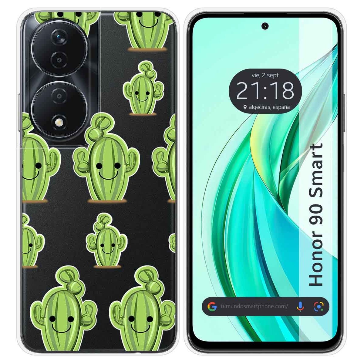 Funda Silicona Transparente para Huawei Honor 90 Smart 5G diseño Cactus Dibujos