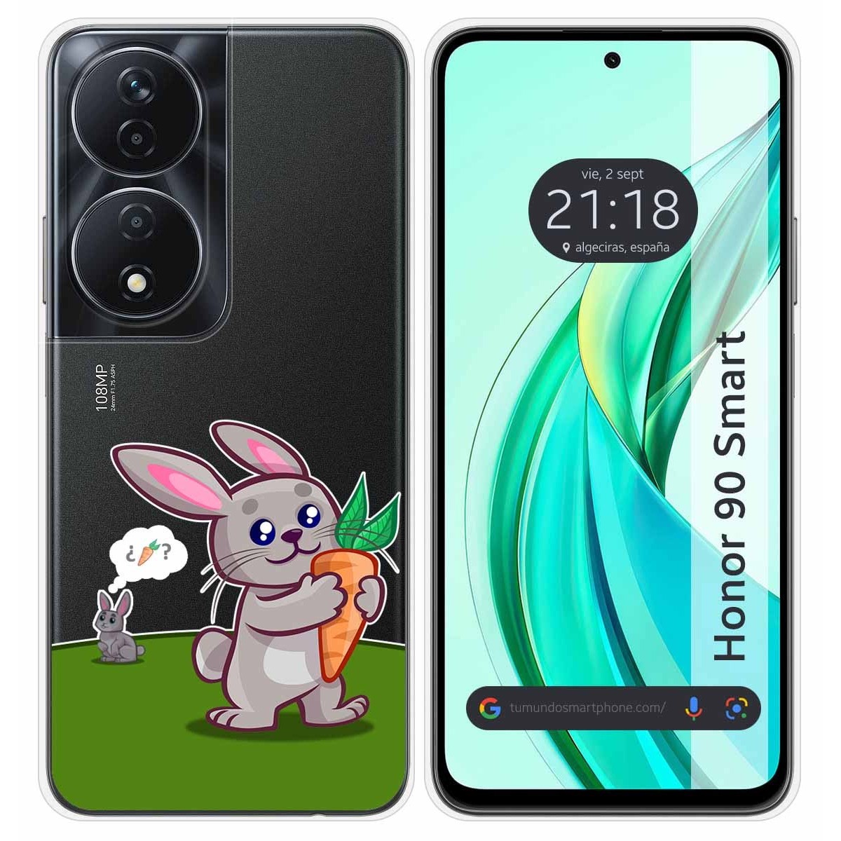 Funda Silicona Transparente para Huawei Honor 90 Smart 5G diseño Conejo Dibujos