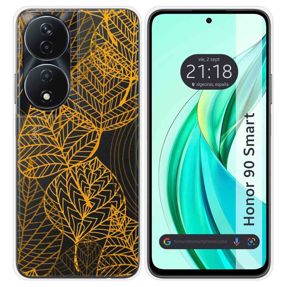 Funda Silicona Transparente para Huawei Honor 90 Smart 5G diseño Hojas Dibujos