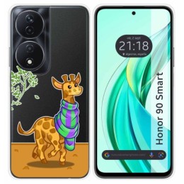 Funda Silicona Transparente para Huawei Honor 90 Smart 5G diseño Jirafa Dibujos
