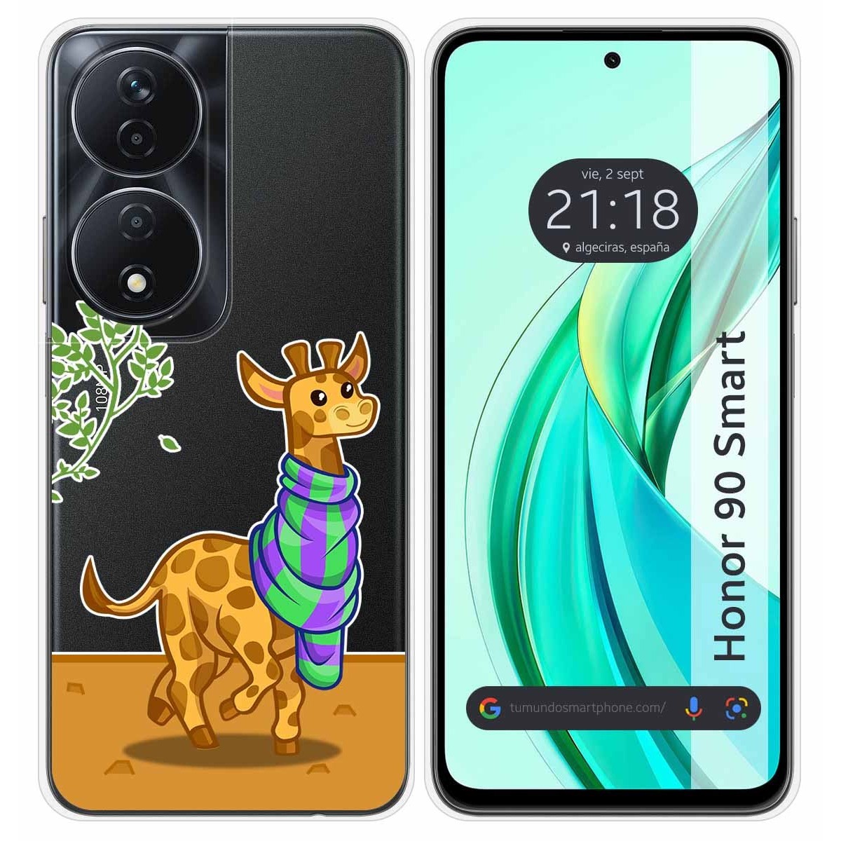 Funda Silicona Transparente para Huawei Honor 90 Smart 5G diseño Jirafa Dibujos