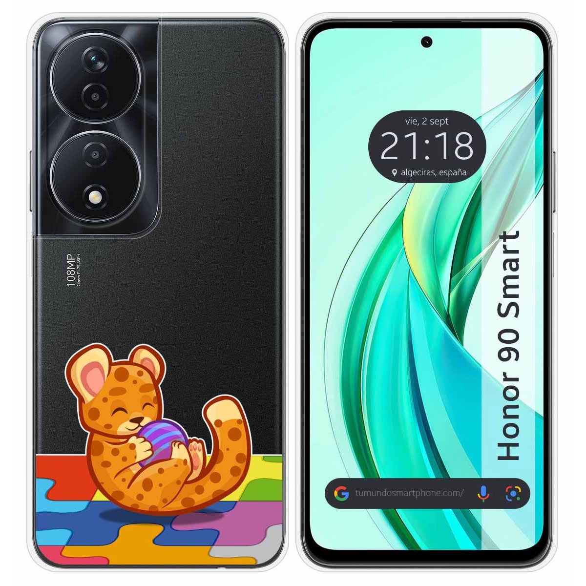 Funda Silicona Transparente para Huawei Honor 90 Smart 5G diseño Leopardo Dibujos