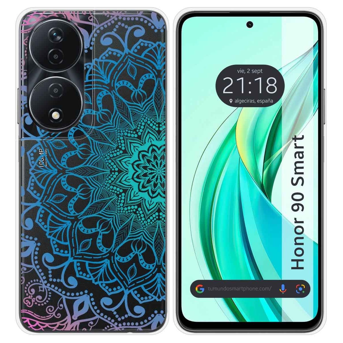 Funda Silicona Transparente para Huawei Honor 90 Smart 5G diseño Mandala Dibujos