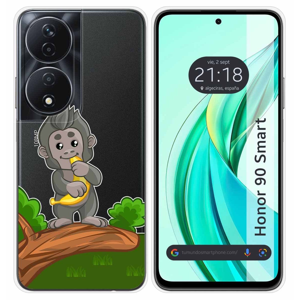 Funda Silicona Transparente para Huawei Honor 90 Smart 5G diseño Mono Dibujos